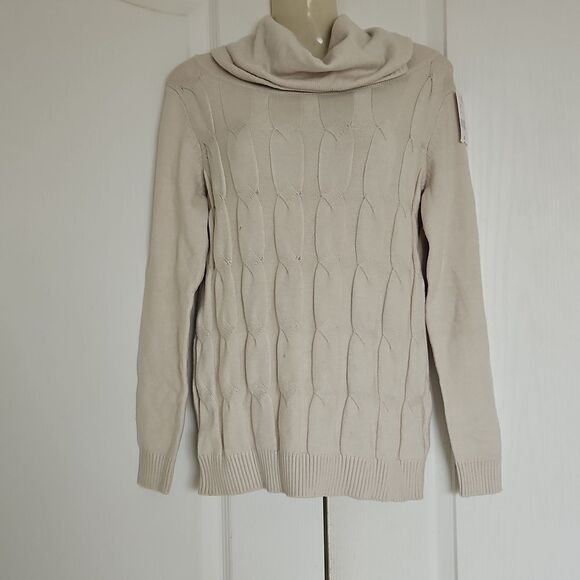 Suzy Shier Knitted Turtleneck Long Sleeves Sweater Small Off White - Picture 2 of 16